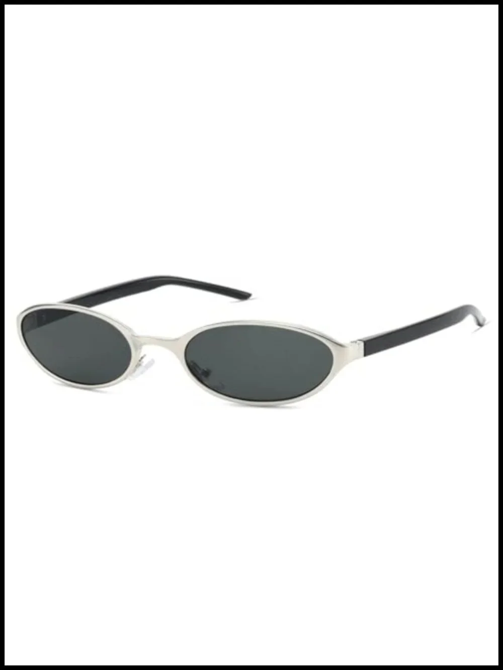 Narrow Retro Silver Sunglasses Y2K Oval Frame UV400